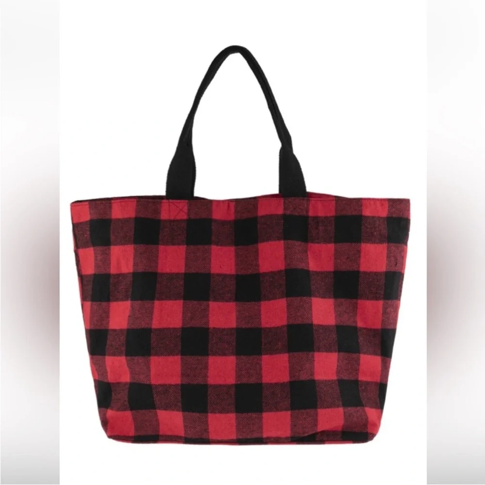 Plaid Tote Bag - Red and Black - Picture 1 of 2